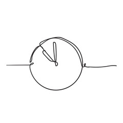Wall Mural - Continuous one line drawing Clock icon with doodle handdrawn style on white background
