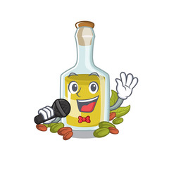 Sticker - Singing Pistachio oil in a character bottle