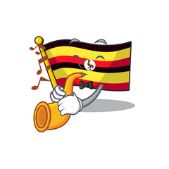 Poster - With trumpet flag uganda isolated in the cartoon