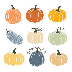 Wall Mural - A set of colored icons pumpkin.