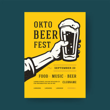 Oktoberfest Party Flyer Vintage Typography Template Design Invitation Beer Festival Celebration Vector Poster.