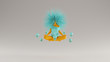 Gulf Blue Turquoise and Orange Ghost Floating Evil Spirit Bad Hair Day Front View 3d illustration 3d render