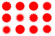 © Maksim - Set of red star or sun shaped sale stickers. Promotional sticky notes and labels.