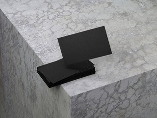 Black Business Cards Mockup on the concrete table