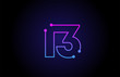 Number 13 logo icon design in pink blue colors