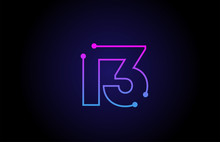 Number 13 Logo Icon Design In Pink Blue Colors