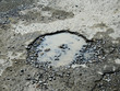 crack concrete road with pit texture