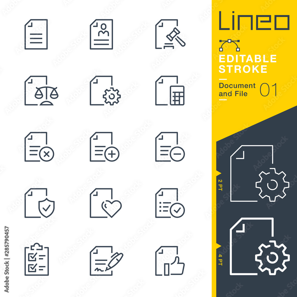 Lineo Editable Stroke - Document and File line icons - obrazy, fototapety, plakaty 