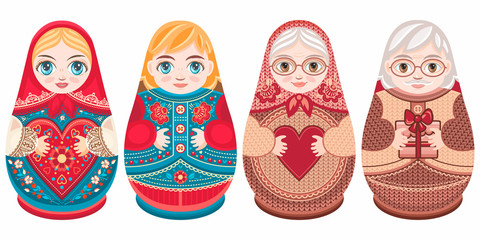 Wall Mural - Russian nesting dolls Matryoshka. Babushka doll