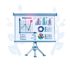 Wall Mural - Business board. Template presentation landing page. Flip chart with growing graph, diagram. Whiteboard isolated on background. Vector illustration sketch design. Report market data statistics.