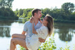 © satura_ - happy romantic couple in love and having fun outdoor in summer day, beauty of nature, harmony concept