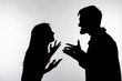 © satura_ - Relationship difficulties, conflict and abuse concept - man and woman face to face screaming shouting each other dispute silhouette isolated on white background