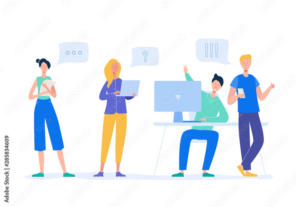 Business Meeting Teamwork Concept. Businessman and Woman Characters ...
