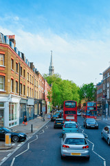 Cars on road and Urban Street in London city