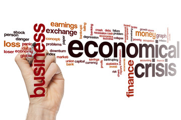 Sticker - Economical crisis word cloud