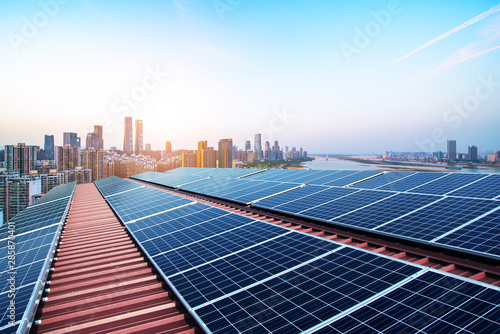 Fotomural Photovoltaic and modern urban night scenes, Beijing, China.