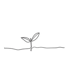 Single Continuous Line Art Growing Sprout Handdrawn Doodle Style