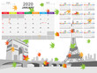 © rprisarn - Calendar template for year 2020 with Paris city background collection. Template for planning and create to do list in year 2020. Vector EPS10