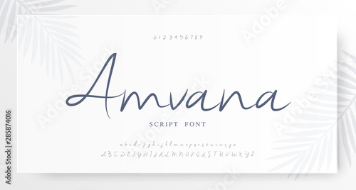 Photographie  Elegant script alphabet letters font and number