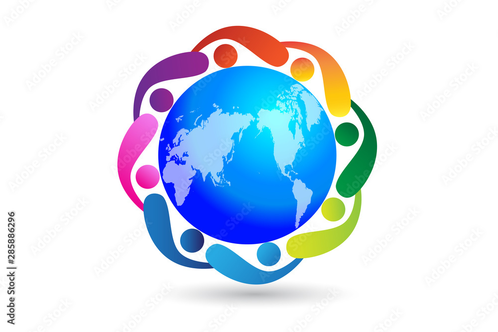 Logo world teamwork unity business people id card vector Stock Vector ...