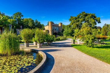 Karlsruhe Botanical Garden. Karlsruhe, Germany. Summer View of the botanical garden in Karlsruhe. Botanical gardens (Botanischer Garten Karlsruhe).