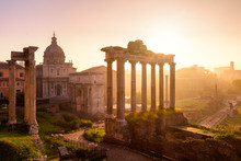 Roman Forum. Image Of Roman Forum In Rome, Italy During Sunrise.