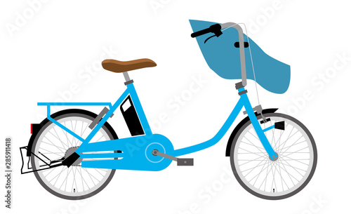 電動アシスト自転車のイラスト 水色 二人乗り 横向き ママチャリ 実用自転車 ィバイク Stock Vector Adobe Stock