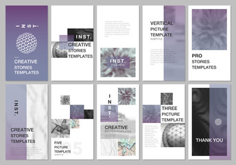 Wall Mural - Creative social networks stories design, vertical banner or flyer templates with colorful gradient backgrounds. Covers design templates for flyer, leaflet, brochure, presentation, advertising.