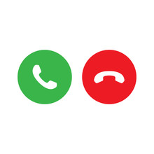 Vector Set Phone Call Icons.Accept Call And Decline Handset Button.