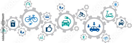 Fotografía new mobility icon concept: modern individual transportation alternatives, e-car,