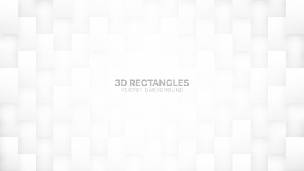 Wall Mural - 3d vector rectangular particles technological white abstract background. three dimensional science c