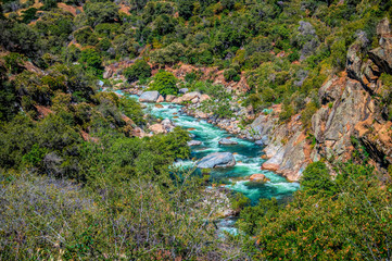 Poster - Mountain River with Rapids in Sierra Nevada, California. Sequoia National Forest