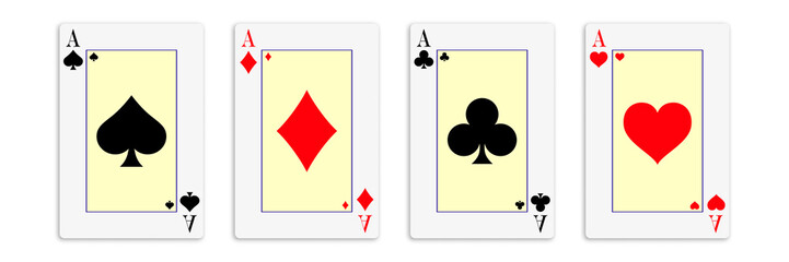 Sticker - Classic four aces on white background. Vector illustration.	