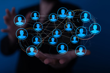 lines connected with dots as social communication concept