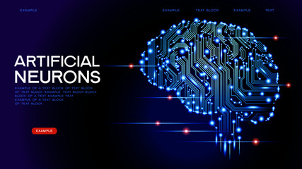 Wall Mural - neural network. deep learning. artificial intelligence concept. robot face and building abstract bac