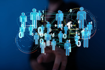 lines connected with dots as social communication concept