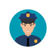 Police officer avatar illustration. Trendy policeman icon in flat style.