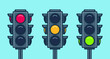 Traffic light icon set. Flat style