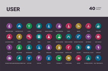 User Concept 40 Colorful Round Icons Set