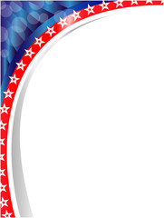 Wall Mural - Abstract American flag symbols wave corner card frame with empty space for your text.