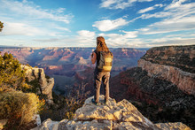 A Hiker In The Grand Canyon National Park, South Rim, Arizona, USA.