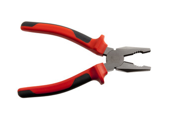 close up of pliers on white background