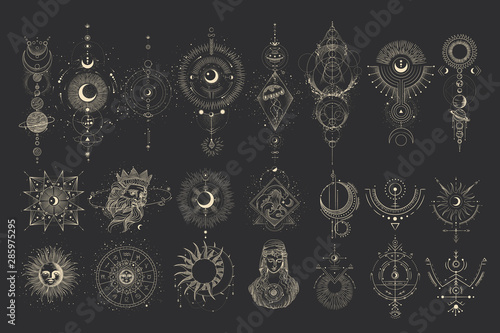 Fotomural Vector illustration set of moon phases