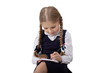 girl schoolgirl in school uniform on white background