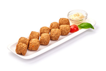 Wall Mural - Chicken meatballs, isolated on white background