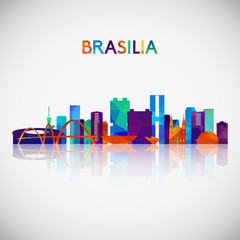 Brasilia skyline silhouette in colorful geometric style. Symbol for your design. Vector illustration.