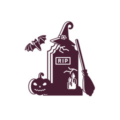 halloween logotype concept with gravestone