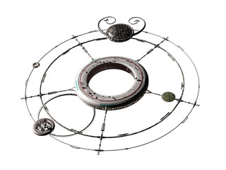 Wall Mural - space station isolated on white background, huge and high detail spacecraft