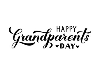 Wall Mural - Happy Grandparents Day calligraphy hand lettering isolated on white. Greeting card for grandmother and grandfather. Easy to edit vector template for banner, poster, postcard, t-shirt, mug, etc.