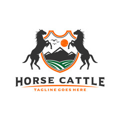 Wall Mural - Vintage or retro cattle horse logo design